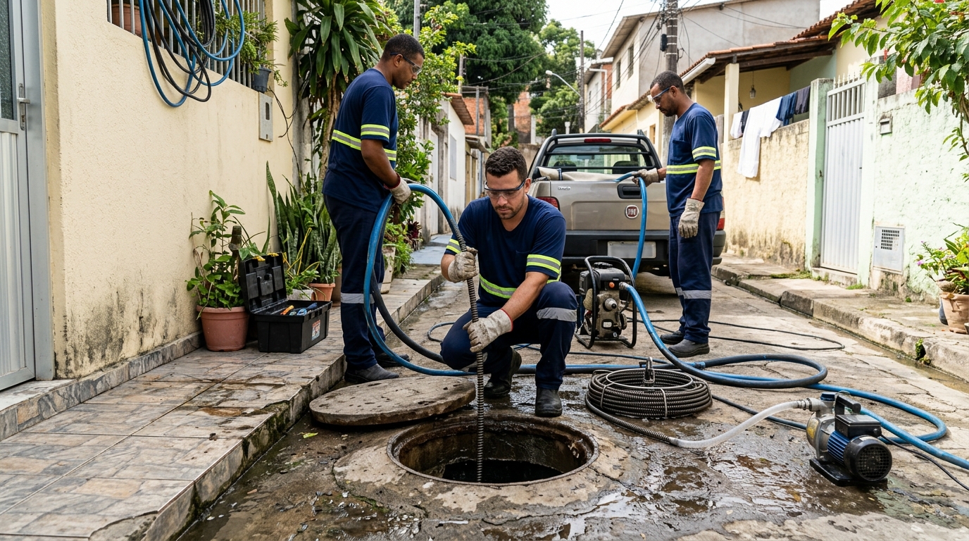 Desentupimento de esgoto com hidrojateamento em Campo Grande-MS
